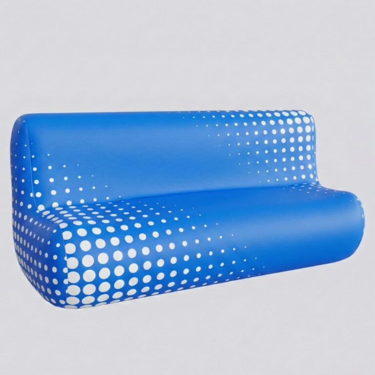 Sofa reklamowa szczelna Adria – gazoszczelna dmuchana kanapa z nadrukiem do stref relaksu